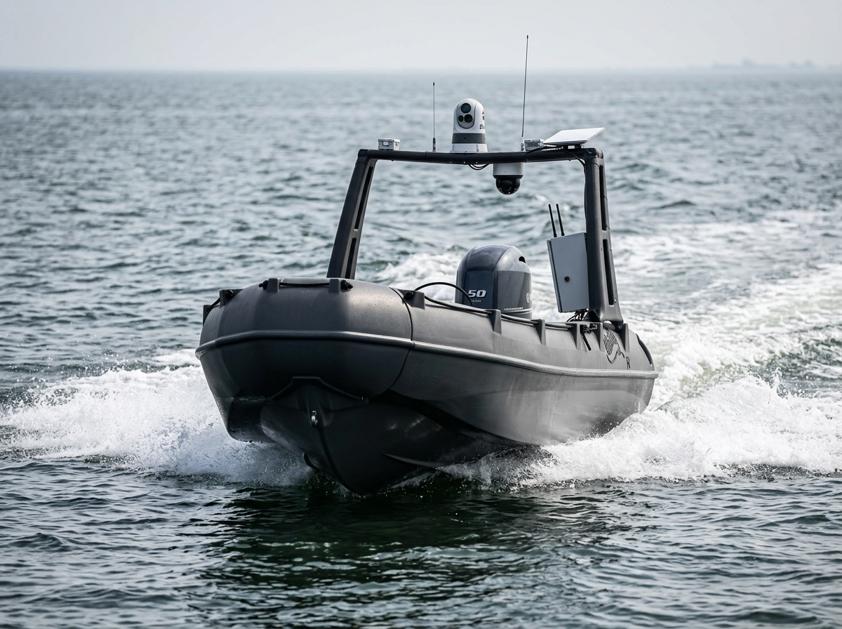 River Whale USV operating in choppy water